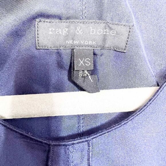 RAG & BONE Dress Navy Blue Drop Waist Silk Midi Sleeveless Womens XS - Picture 10 of 12